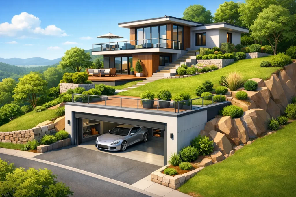 Erfahrungsbeispiel Garage am Hanggrundstück