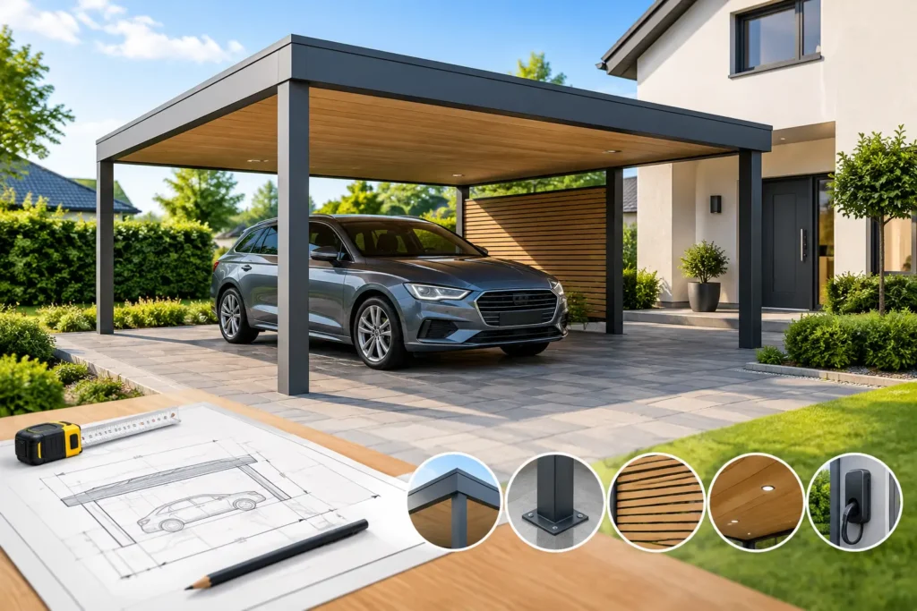 Carport nach Maß: Planung, Maße und Ausstattung