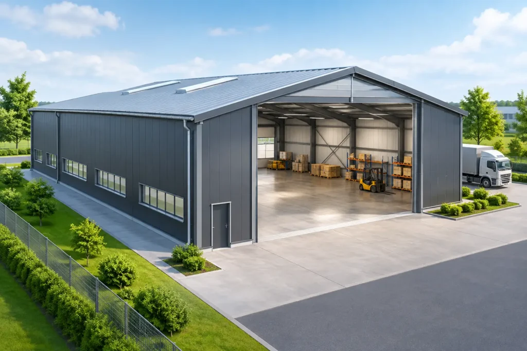 Ein Beispielprojekt: Gewerbehalle aus Stahl