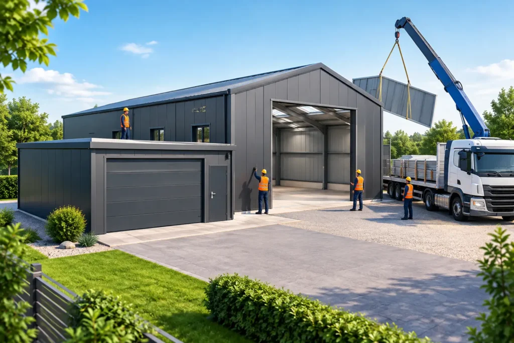 Fertighalle und Garage nach Maß mit Lieferung und Montage